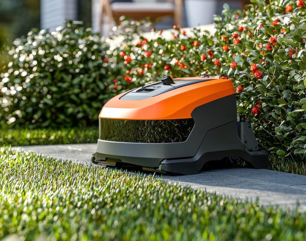 robot tondeuse qui charge