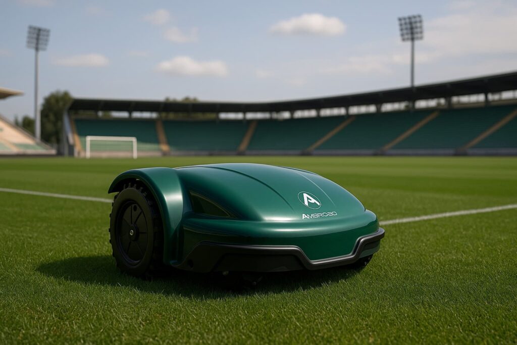 Robot tondeuse et terrain de foot