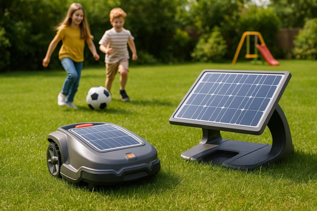 Robot tondeuse solaire et station de charge