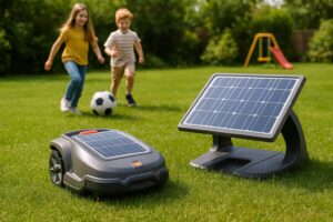 Robot tondeuse solaire et station de charge